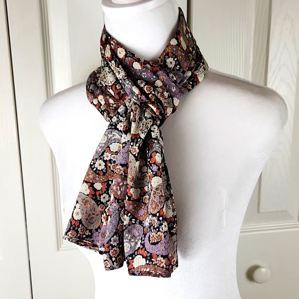 VINTAGE!  Floral and paisley lightweight scarf.  So pretty!
